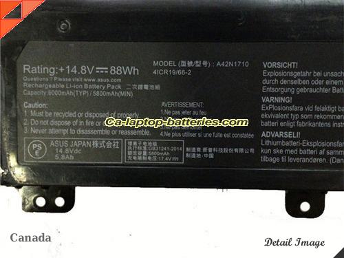  image 2 of Genuine ASUS GL702VI Battery For laptop 5800mAh, 88Wh , 14.8V, Black , Li-ion
