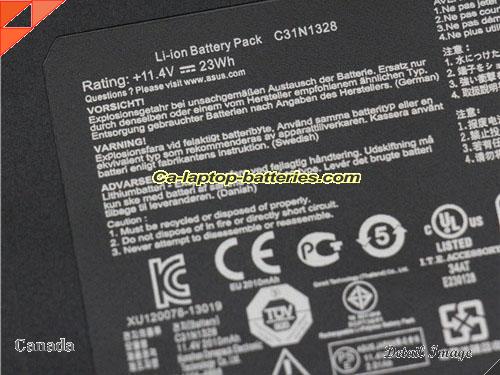  image 2 of C31N1328 Battery, CAD$Coming soon! Canada Li-ion Rechargeable 2010mAh, 23Wh  ASUS C31N1328 Batteries