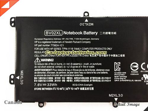  image 2 of BV02XL Battery, Canada Li-ion Rechargeable 4300mAh, 33Wh  HP BV02XL Batteries