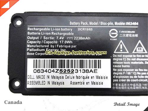  image 2 of 063404 Battery, Canada Li-ion Rechargeable 2230mAh, 17Wh  BOSE 063404 Batteries