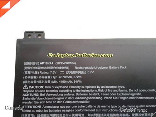  image 2 of Genuine ACER Chromebook Spin 11 R751T Battery For laptop 4860mAh, 37Wh , 7.6V, Black , Li-ion