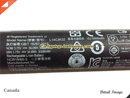  image 2 of L14C3K32 Battery, Canada Li-ion Rechargeable 9600mAh, 36Wh  LENOVO L14C3K32 Batteries