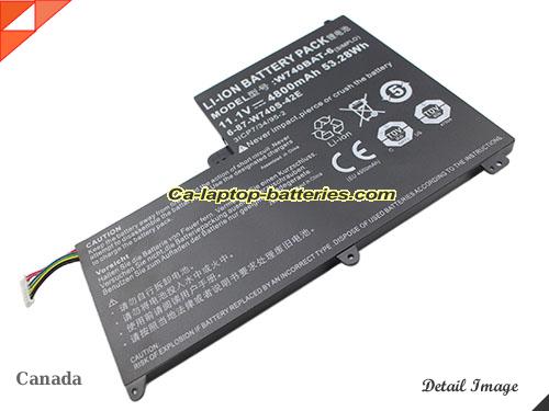  image 2 of 6-87-W740S-42E1 Battery, Canada Li-ion Rechargeable 4800mAh, 53.28Wh  CLEVO 6-87-W740S-42E1 Batteries