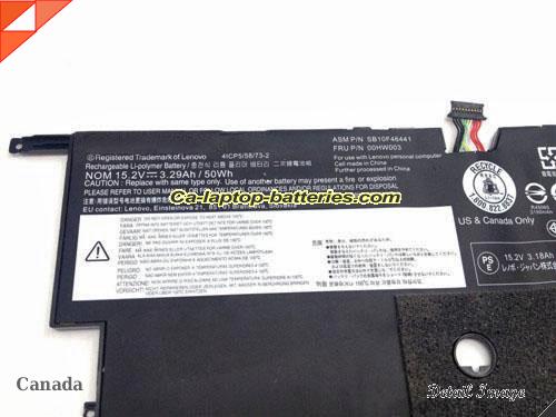  image 2 of Genuine LENOVO ThinkPad X1 Carbon(20A8-8005NAU) Battery For laptop 3290mAh, 50Wh , 15.2V, Black , Li-ion