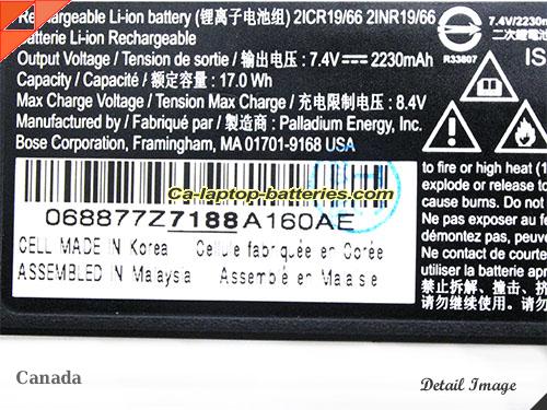  image 2 of 2ICR19/66 Battery, Canada Li-ion Rechargeable 2230mAh, 17Wh  BOSE 2ICR19/66 Batteries