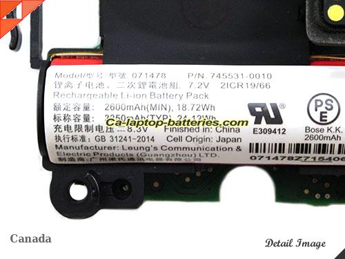  image 2 of 745531-0010 Battery, Canada Li-ion Rechargeable 3350mAh, 24.12Wh  BOSE 745531-0010 Batteries