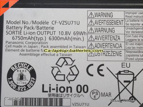 image 2 of CF-VZSU72R Battery, Canada Li-ion Rechargeable 6750mAh, 69Wh  PANASONIC CF-VZSU72R Batteries