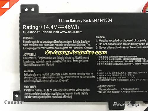  image 2 of Genuine ASUS V451LA-CA085H Battery For laptop 3194mAh, 46Wh , 14.4V, Black , Li-ion