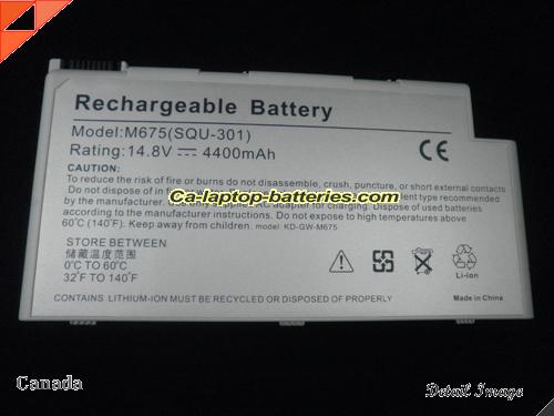  image 5 of GATEWAY M675 Replacement Battery 4400mAh 14.8V Sliver Li-ion