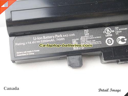  image 5 of A42-U46 Battery, Canada Li-ion Rechargeable 5200mAh, 74Wh  ASUS A42-U46 Batteries