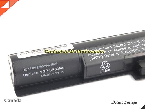  image 2 of VGP-BPS35A Battery, Canada Li-ion Rechargeable 2600mAh, 33Wh  SONY VGP-BPS35A Batteries
