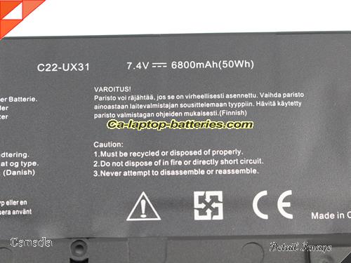  image 3 of C23-UX31 Battery, Canada Li-ion Rechargeable 6800mAh, 50Wh  ASUS C23-UX31 Batteries