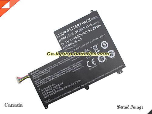  image 1 of 6-87-W740S-42E Battery, Canada Li-ion Rechargeable 4800mAh, 53.28Wh  CLEVO 6-87-W740S-42E Batteries