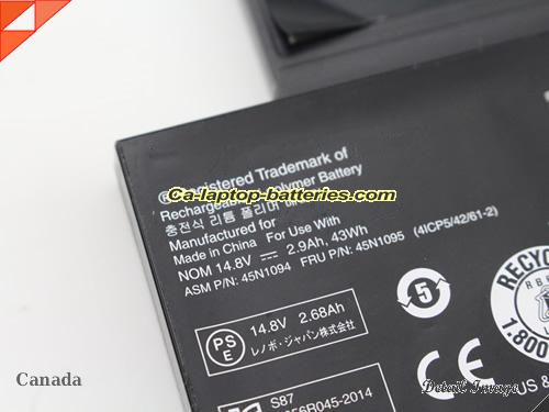  image 4 of 45N1094 Battery, Canada Li-ion Rechargeable 2900mAh, 43Wh , 2.9Ah LENOVO 45N1094 Batteries