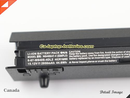  image 2 of Genuine CLEVO W840SN Battery For laptop 2950mAh, 44.6Wh , 15.12V, Black , Li-ion