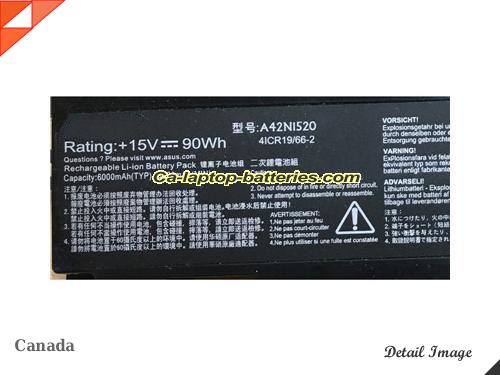  image 2 of Genuine ASUS A42N1520 Laptop Computer Battery 4ICR19/662 Li-ion 5800mAh, 90Wh Black In Canada
