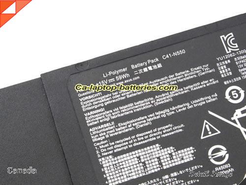  image 2 of Genuine ASUS C41N550 Laptop Computer Battery C41-N550 Li-ion 4000mAh, 59Wh Black In Canada