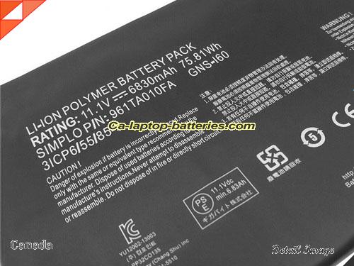  image 2 of Genuine GIGABYTE GNSI60 Laptop Computer Battery GNS-I60 Li-ion 6830mAh, 76Wh Black In Canada