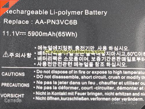  image 3 of Replacement SAMSUNG AA-PN3VC6B Laptop Computer Battery BA43-00270A Li-ion 5900mAh, 61Wh Black In Canada