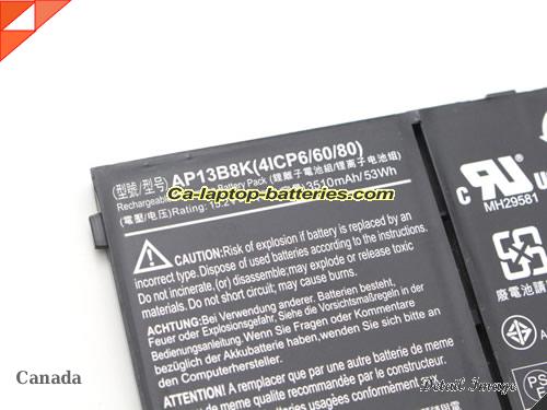  image 4 of Genuine ACER AP13B8K Laptop Computer Battery  Li-ion 3460mAh, 53Wh Black In Canada