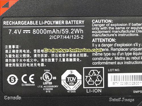  image 5 of Genuine XPLORE 2ICP7/44/125-2 Laptop Computer Battery BTY023B0023 Li-ion 8000mAh, 59.2Wh  In Canada